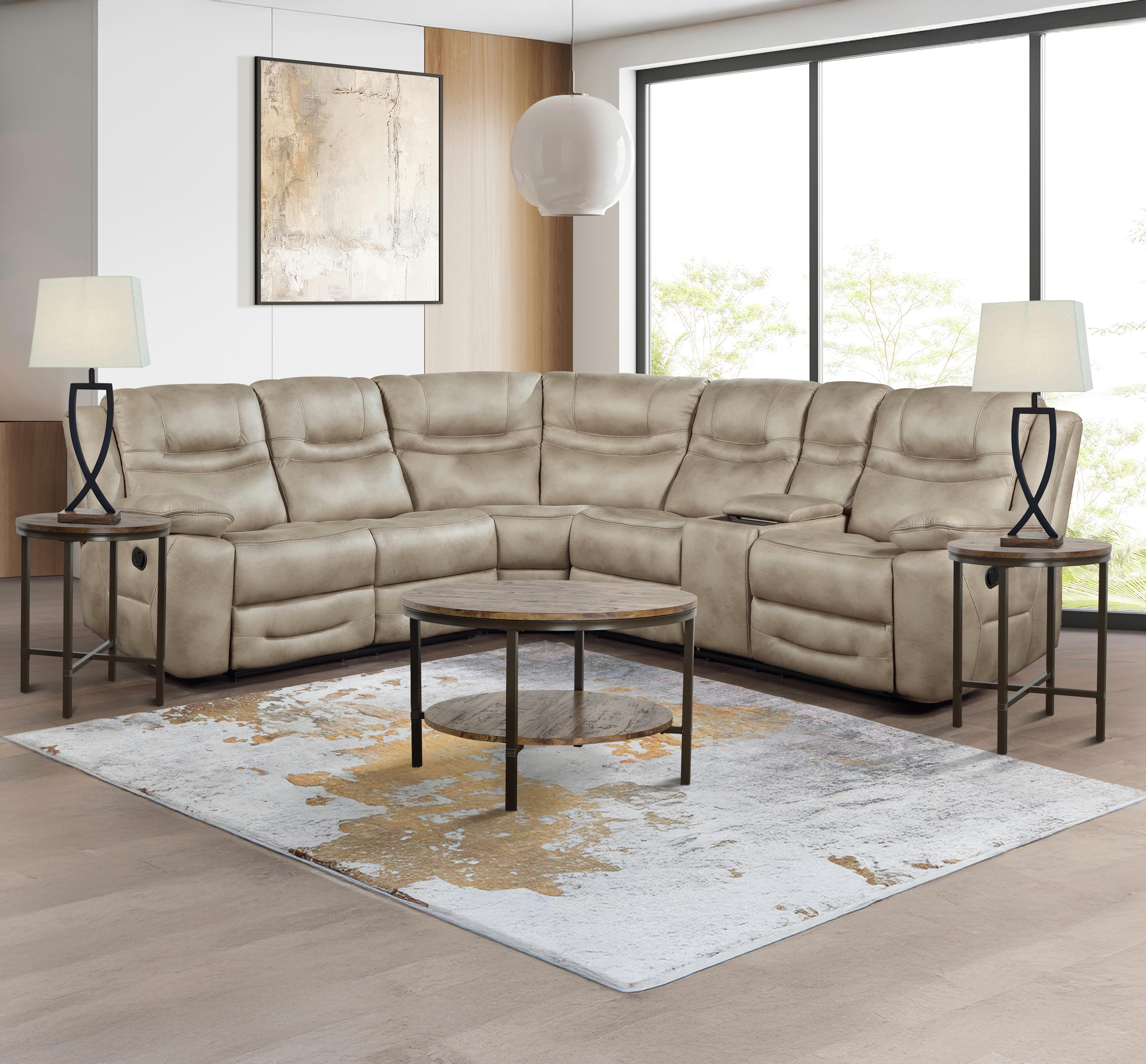 Rent to Own Steve Silver 3-Piece Shelton Stone Reclining Sectional